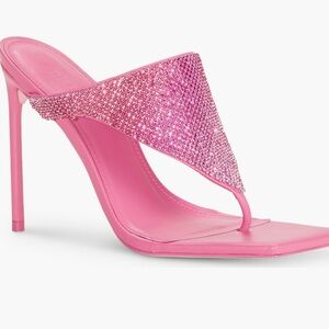 Hot Pink Rhinestone Mule Heels | Sparkly Stiletto Party Shoes | Size 6